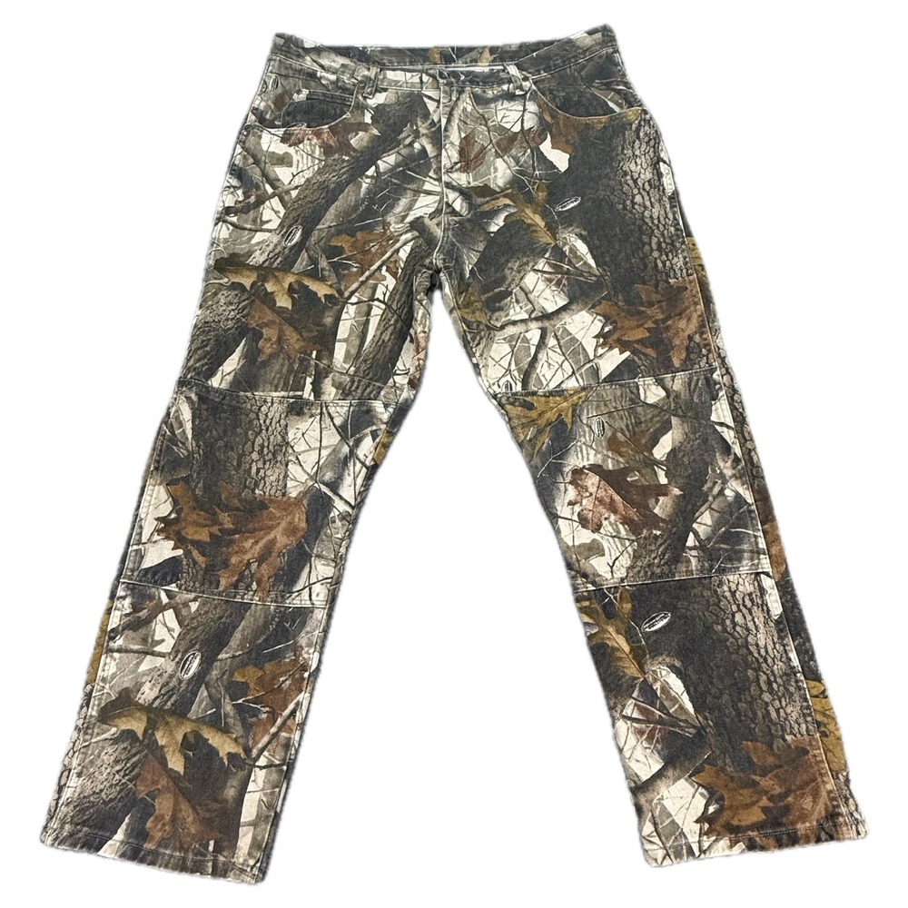 Wrangler Camo Pants Mens 40x30 Double Knee RealTree Woodland Canvas Hunting
